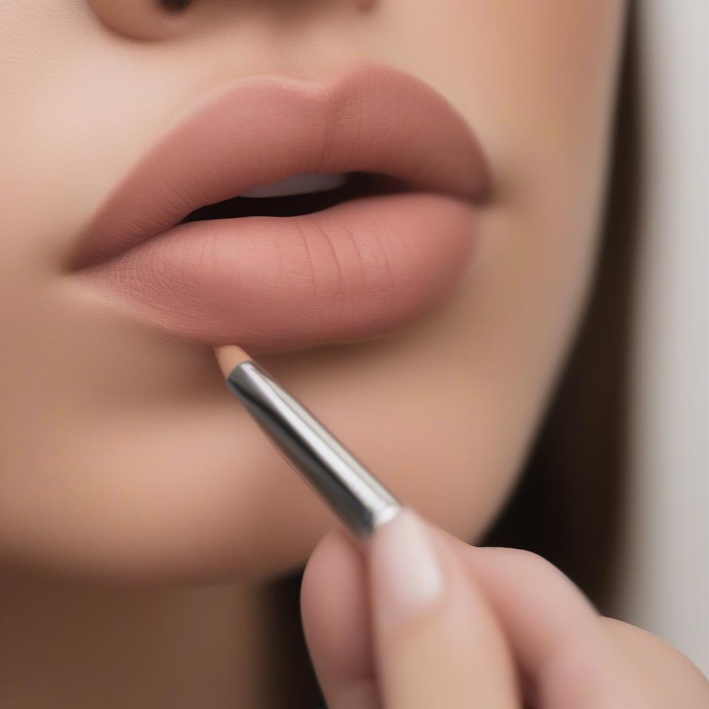 Woman Applying Organic Lip Liner