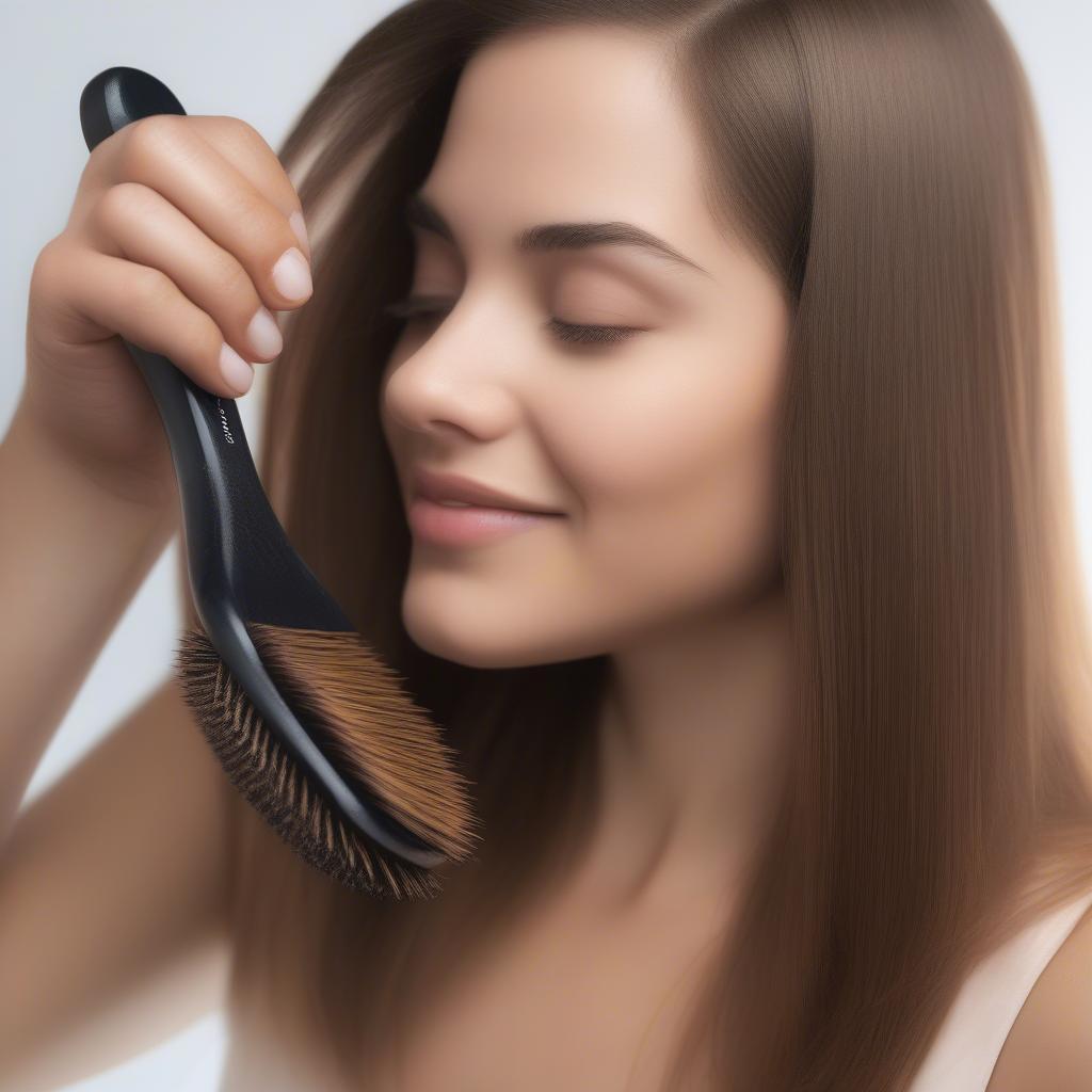 Brushing Hair with Oil