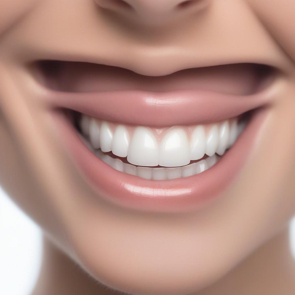 A woman smiling, showcasing her diamond tooth gem