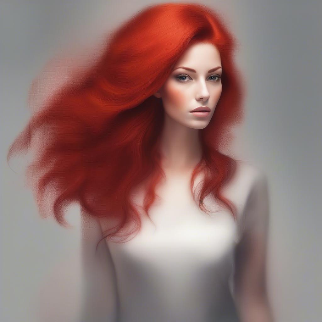 A woman with vibrant red hair, striking a confident pose, embodying the "foxy red" energy.