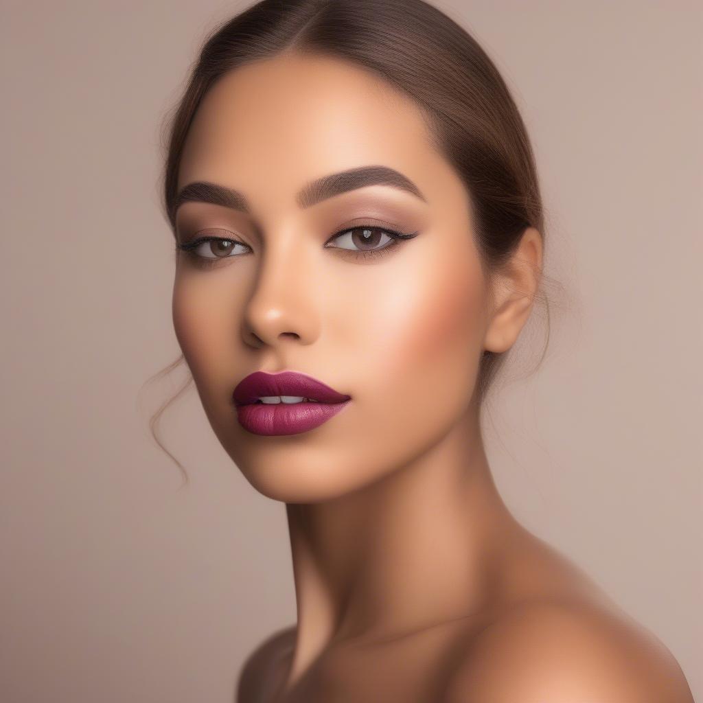 Woman with Perfectly Applied Lip Liner