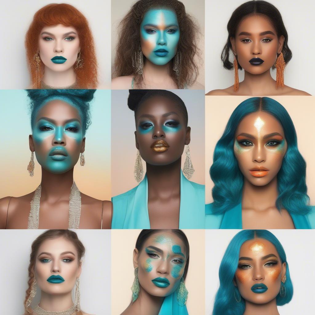 Zodiac Makeup Looks Featuring Turquoise Lipstick