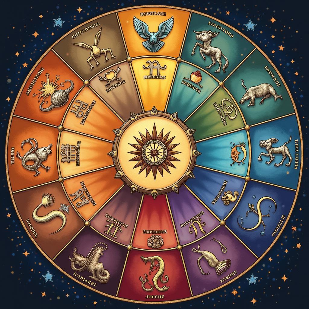 Zodiac Wheel with Original Riddle Insights