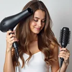 Woman Drying Thick Hair with a 2500 Watt Blow Dryer