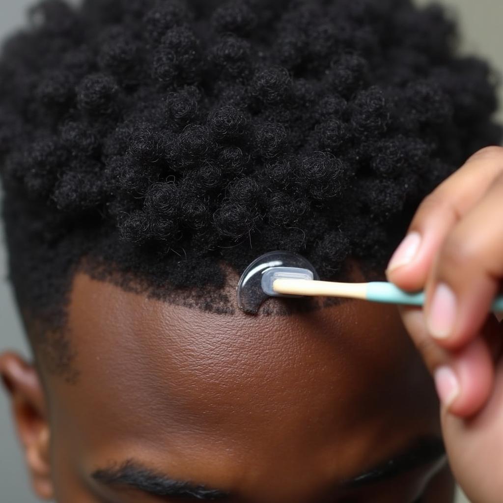 Applying African Black Control Edge Gel