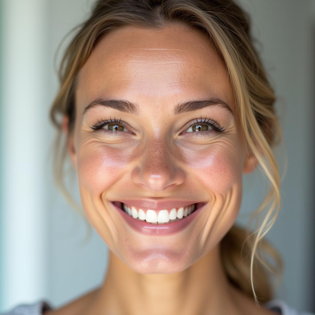 A patient smiling confidently after a successful treatment at Allure Dermatology