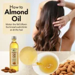 Almond oil being used in hair care