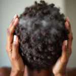 Anti-itch shampoo being applied to dry, natural hair