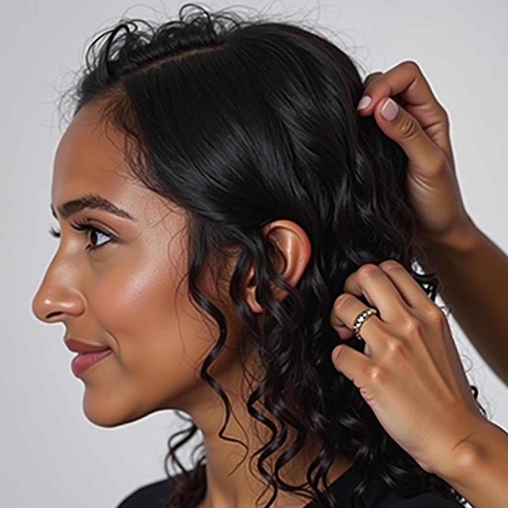 Applying Curl Defining Products to Damp Hair