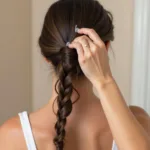 Applying detangling oil to hair