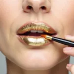 Applying Gold Metallic Lipstick Perfectly