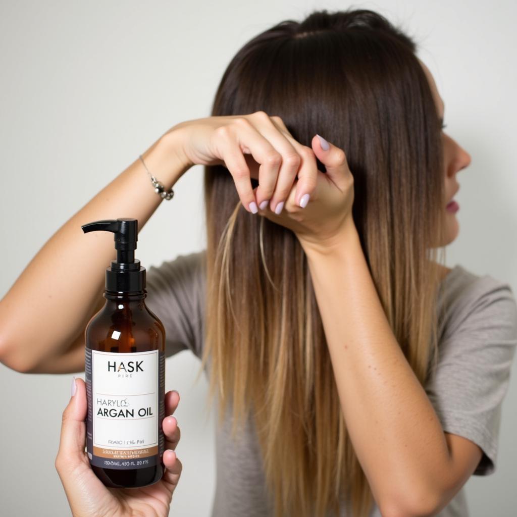 Applying Hask Argan Oil