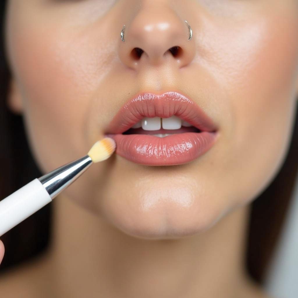 Applying High-End Lip Gloss with a Lip Brush