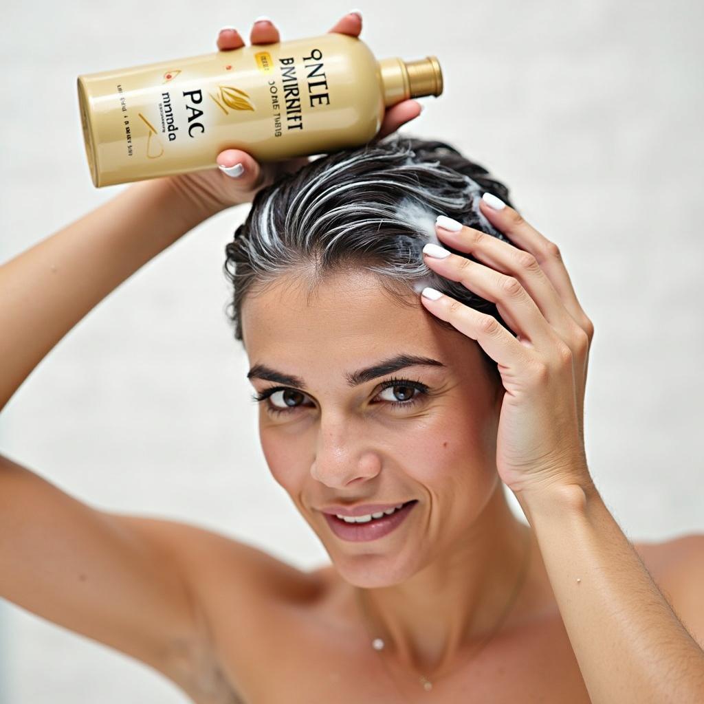 Applying Pantene Shampoo