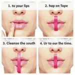 Applying Pink Mouth Tape