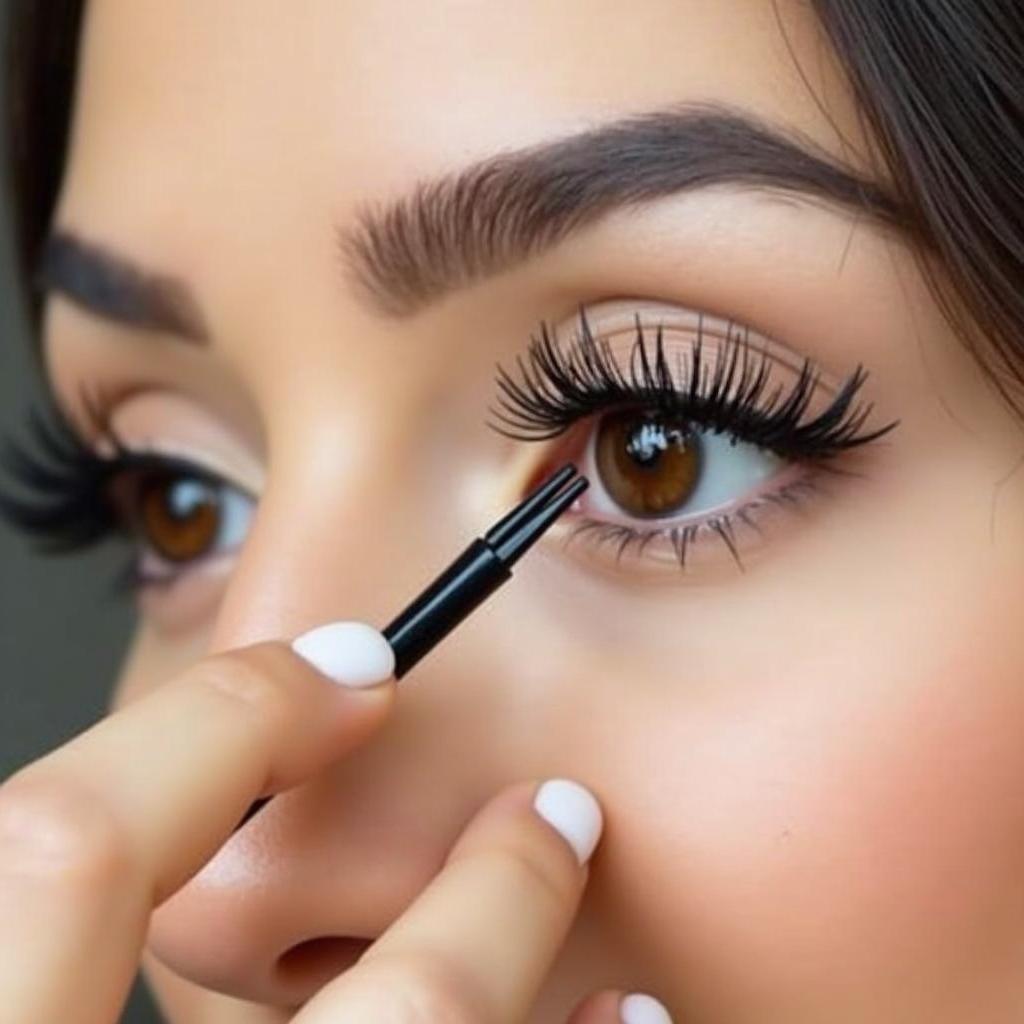 Applying Pop On Lashes with Tweezers