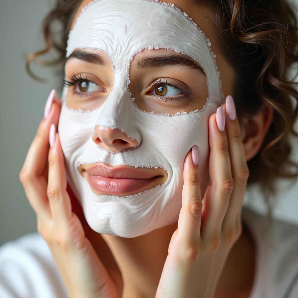 Applying a Red Carpet Facial Mask