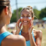 Applying sunscreen before outdoor activities