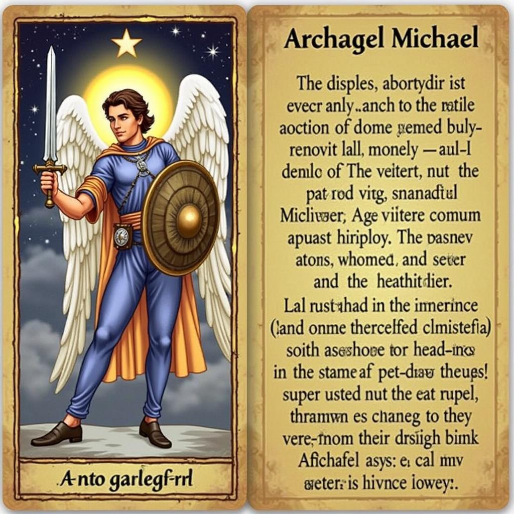 Archangel Michael Card - Depicts Archangel Michael with his sword and shield, symbolizing protection and strength.