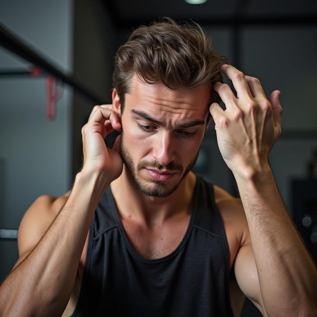 Athlete Applying Hair Gel