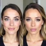 A before-and-after image showcasing the transformative power of bespoke makeup.