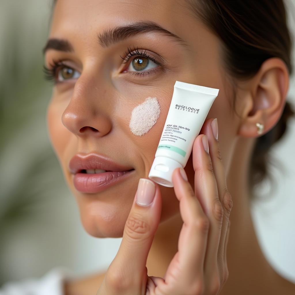 Applying Biologique Recherche Sunscreen