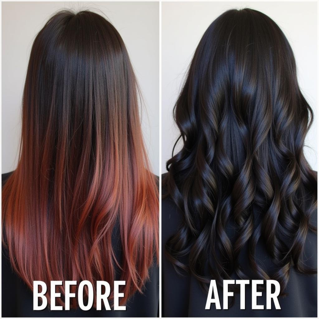 Black Hair Before and After Using Moda Moda Black Shampoo