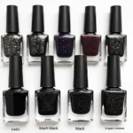 Different Shades of Black Shiny Nail Polish