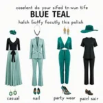 Outfit Ideas with Blue Teal Nail Polish