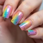 Boho Rainbow Nails Ombre Design