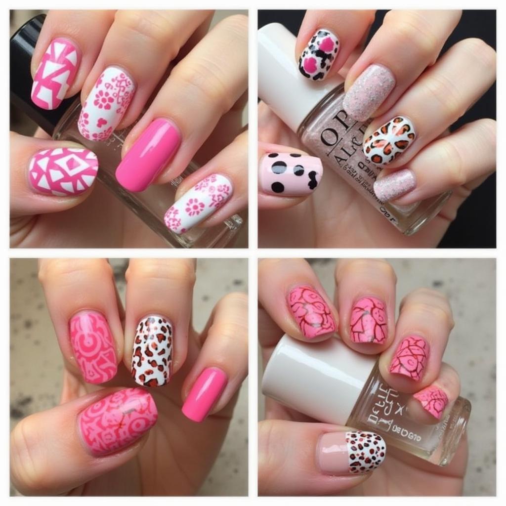 Bold pink and white nail art ideas