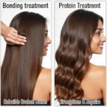 Bonding Treatment vs. Protein Treatment: A visual comparison of the two treatments, highlighting the differences in application and results.