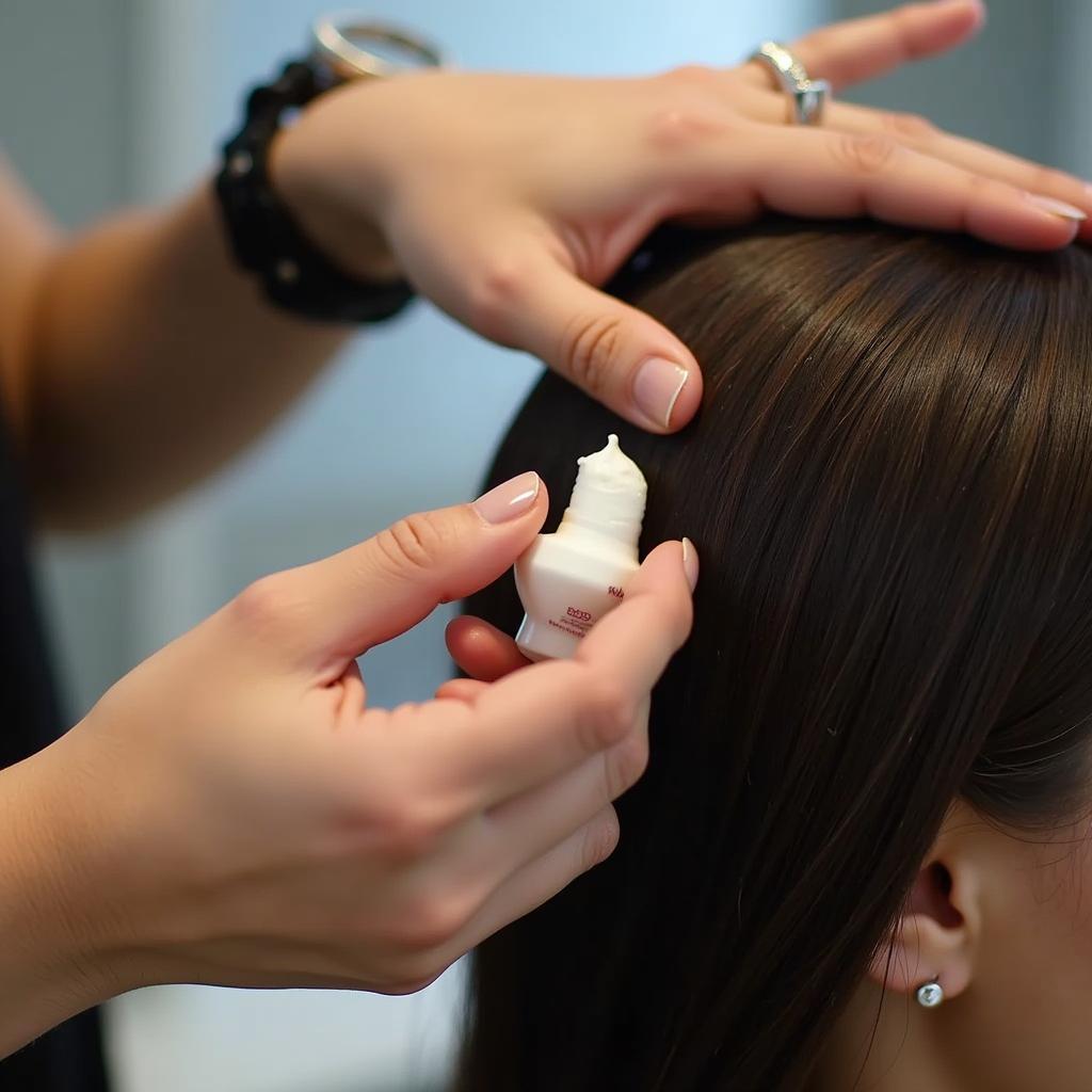 Applying Boto Hair Treatment at a Salon