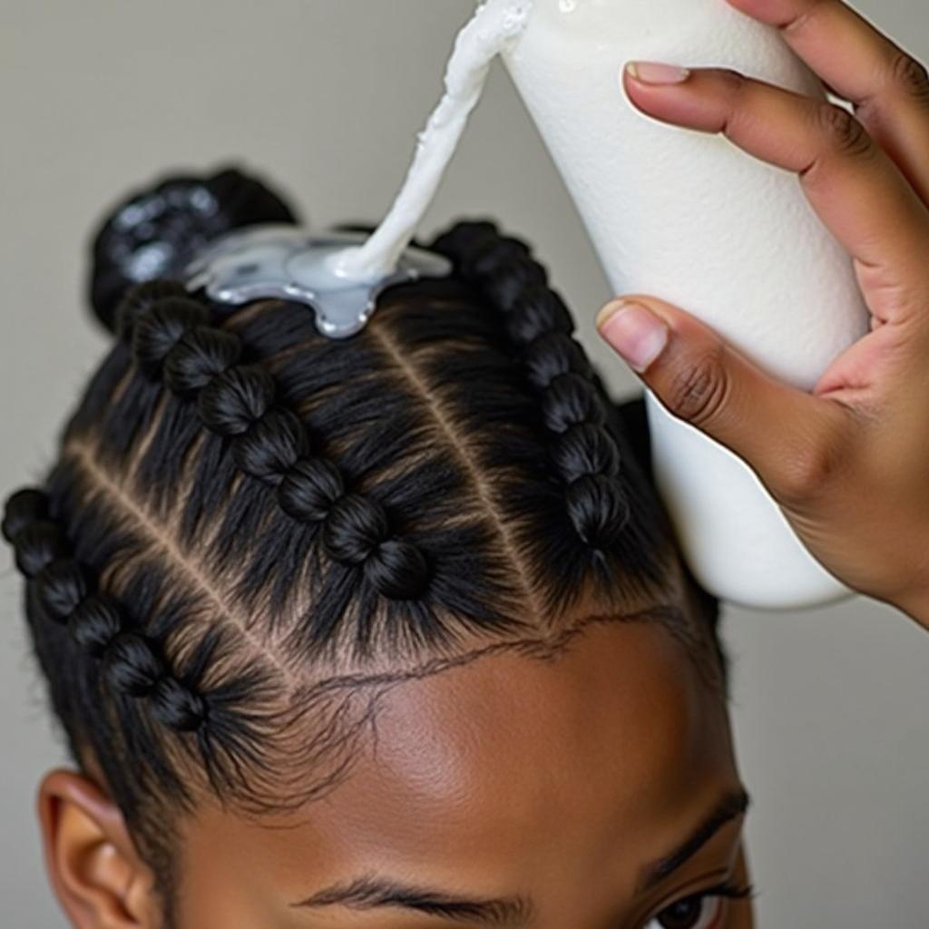 Applying Braid Cleanser to Braids