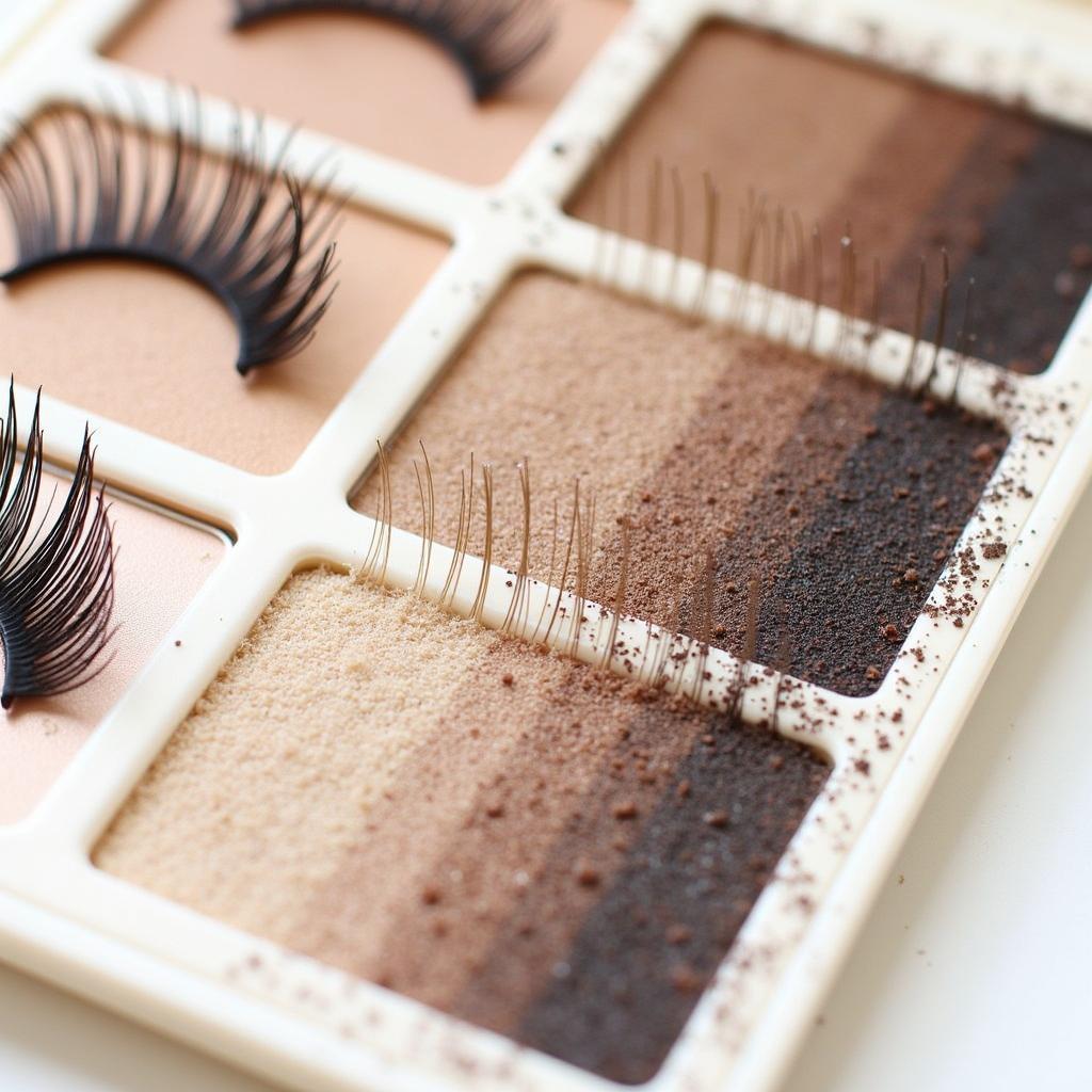 Different shades of brown individual eyelashes