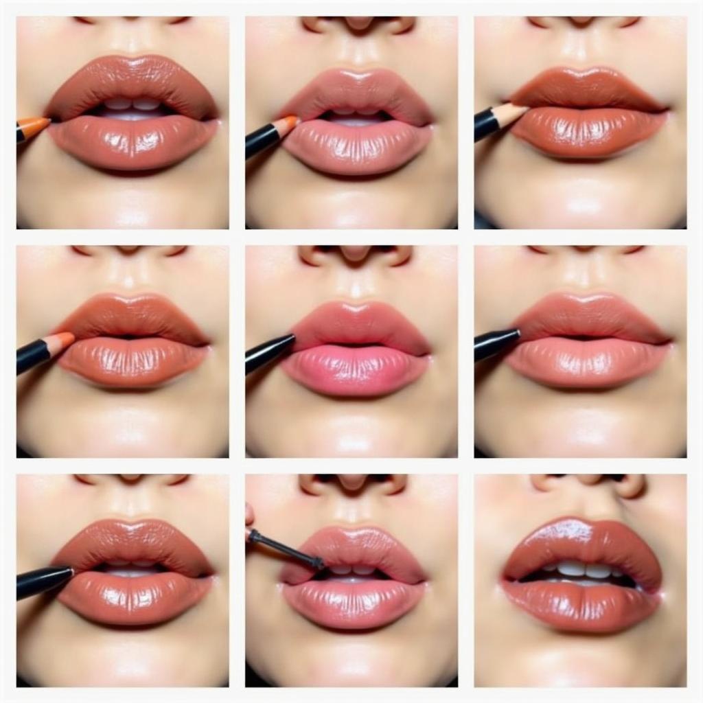 Different lip looks achieved using brownie lip liner