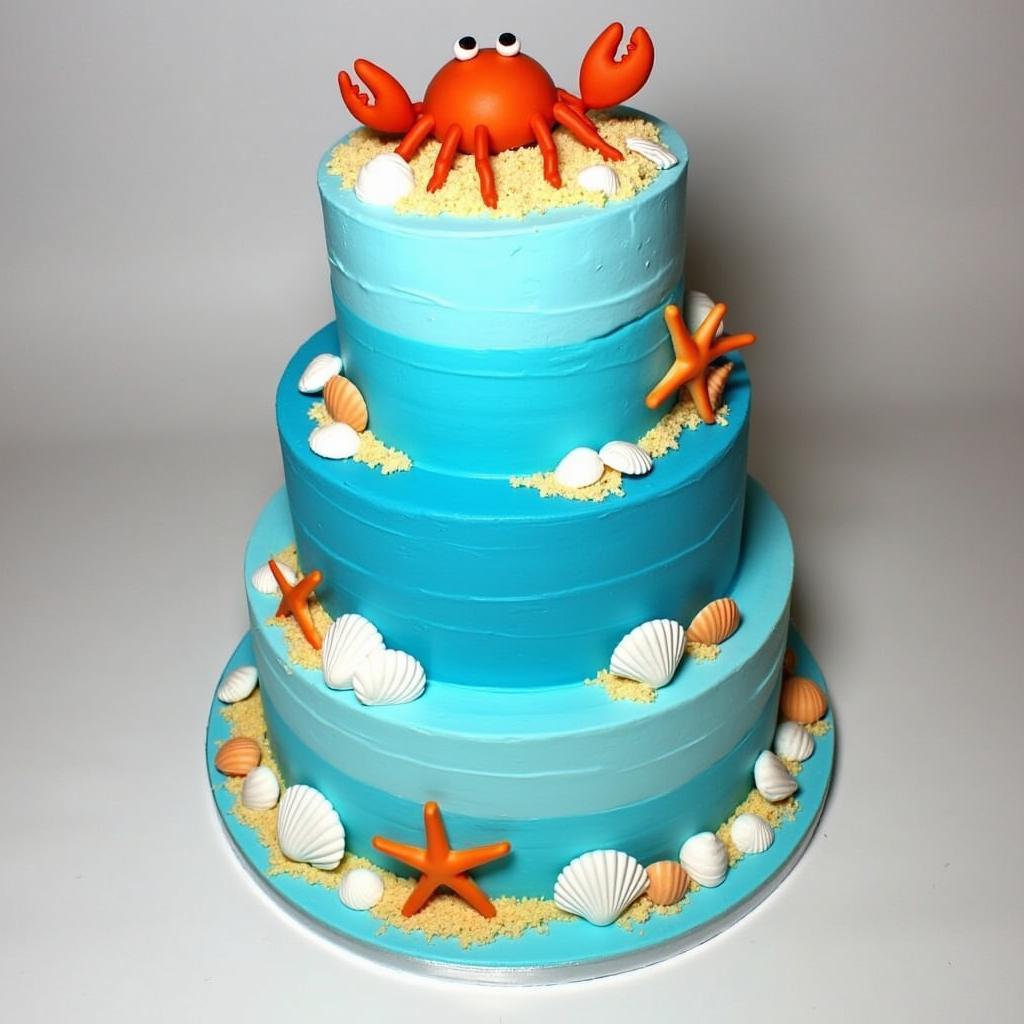 Cancer Zodiac Cake with Ocean Theme