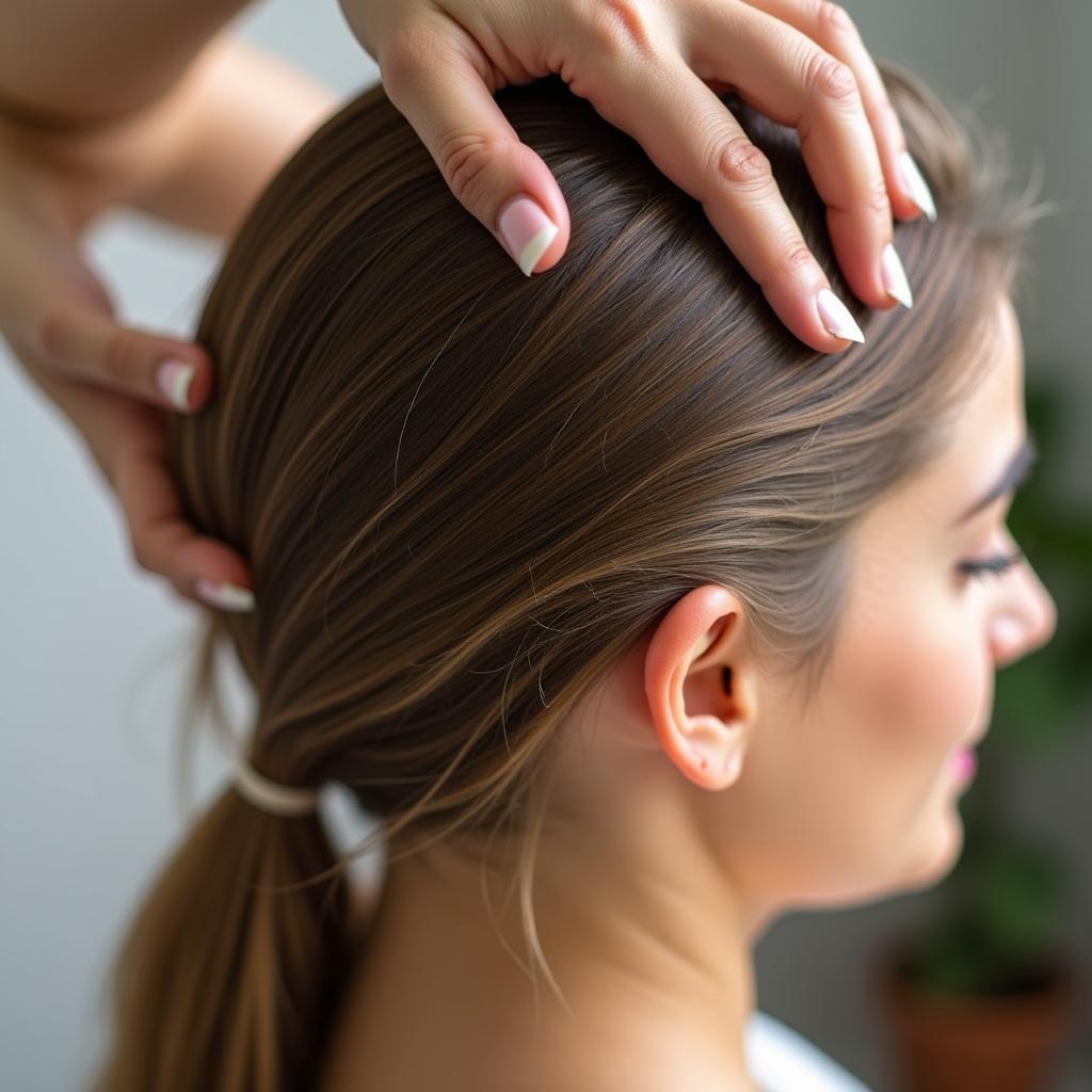 Applying Castor and Jojoba Hair Mask