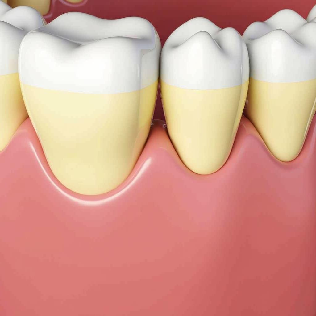 Close-up of healthy gums and teeth