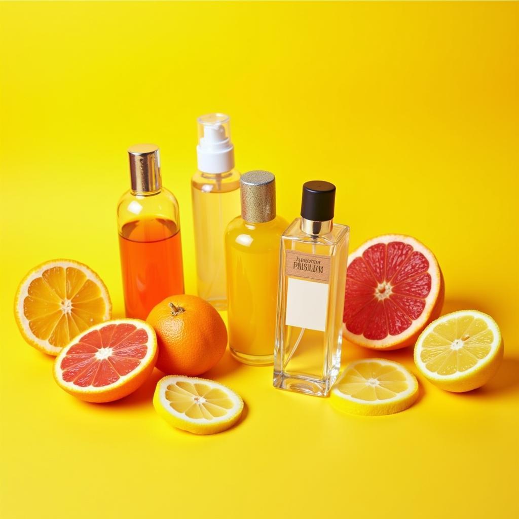 Citrus Spring Perfumes on a Bright Background