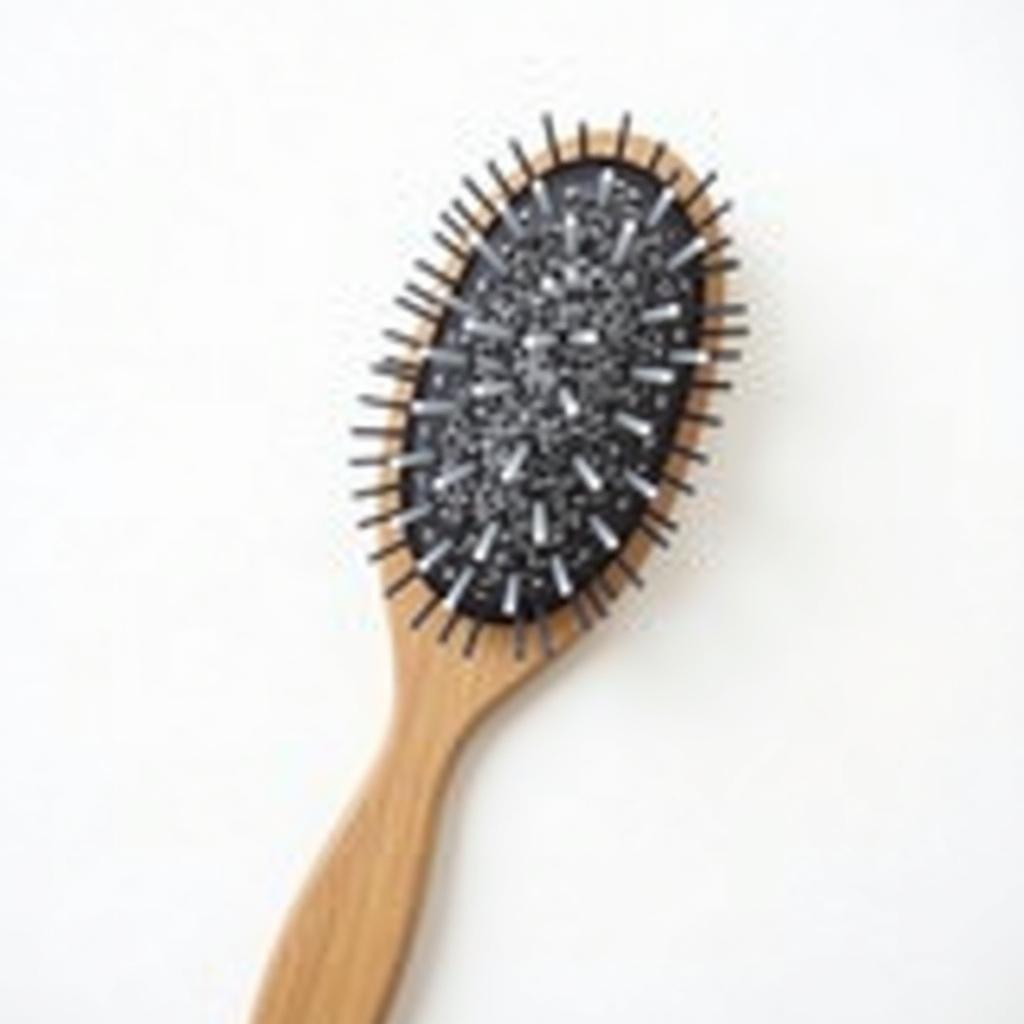 A clean hairbrush on a white background