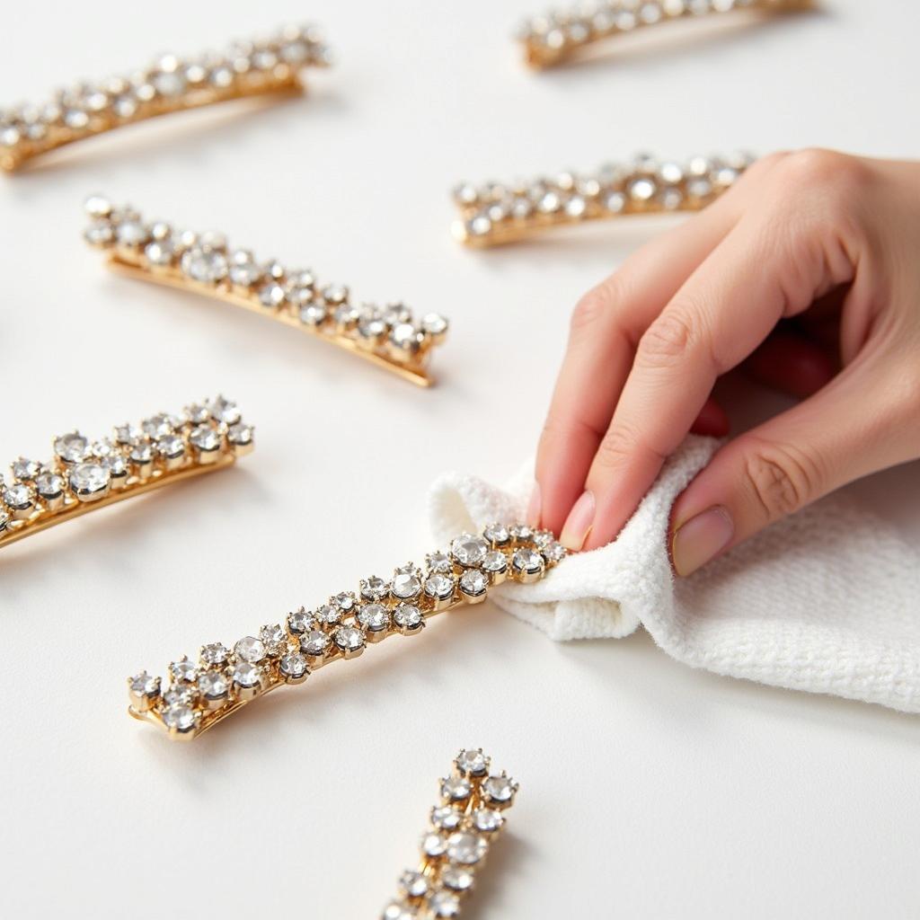 Cleaning Hair Clips with Stones