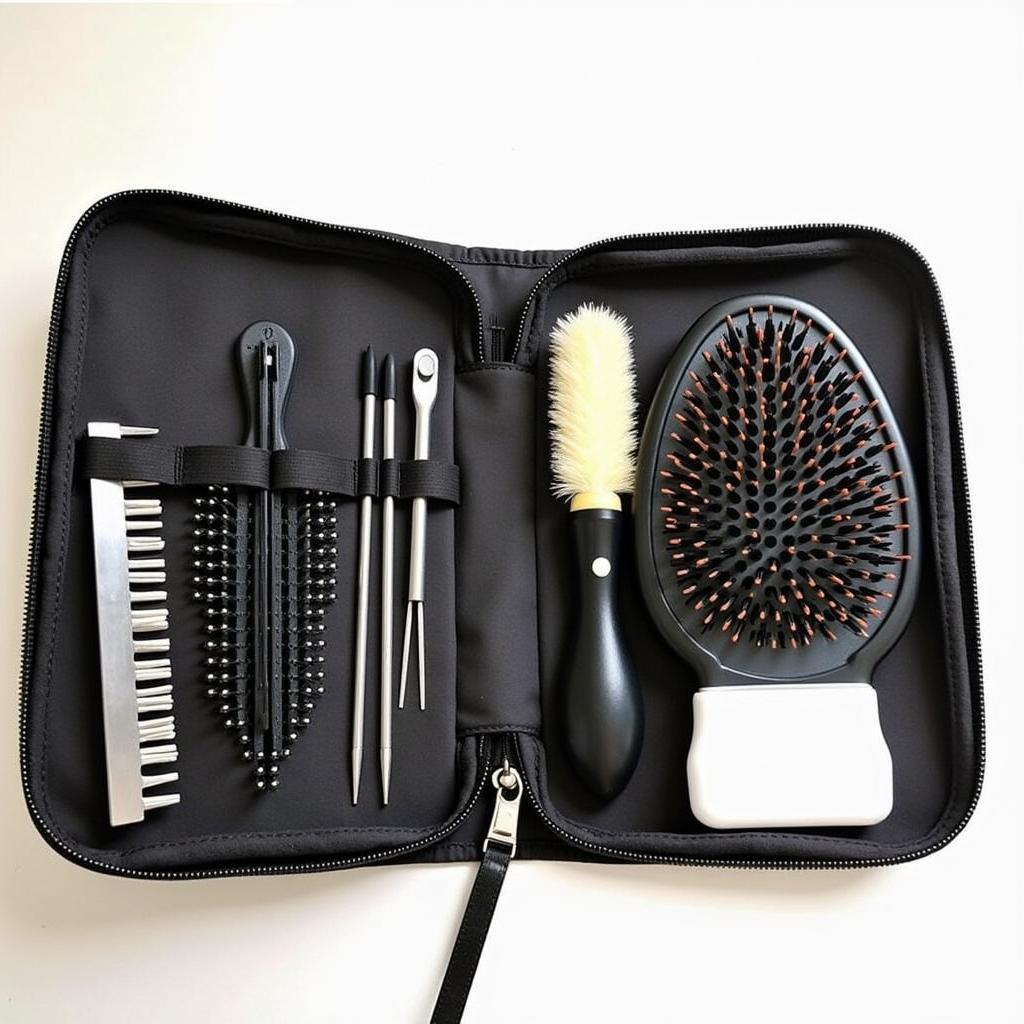 A specialized hair brush cleaning kit