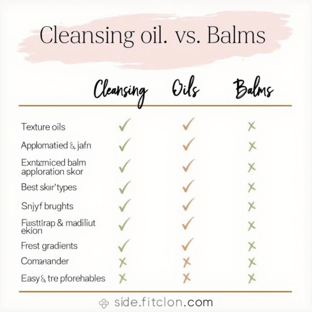 Cleansing Oil vs Balm Comparison Chart