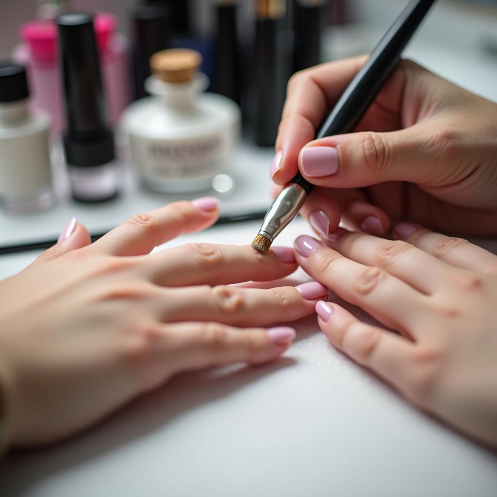 Applying Clear Acrylic Nails