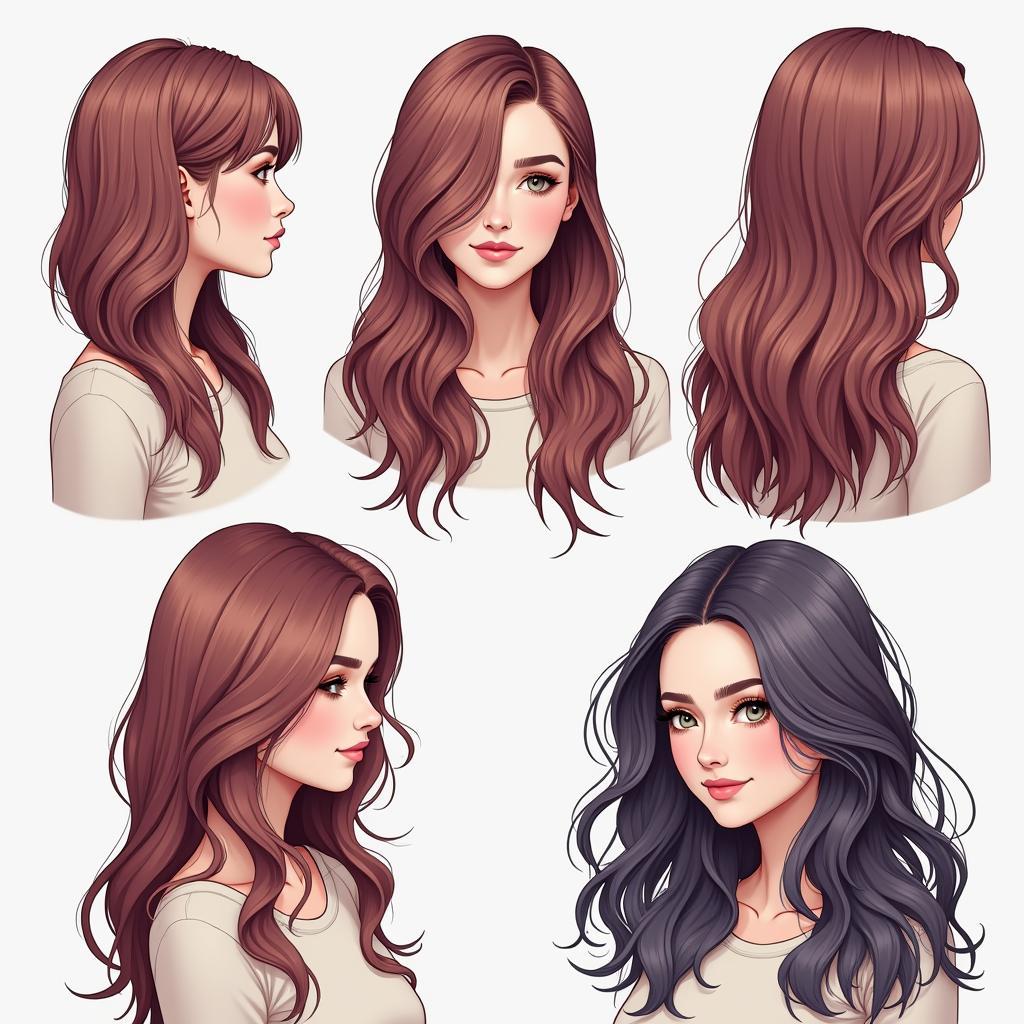 Coloured Hair Strand Placement for Different Styles