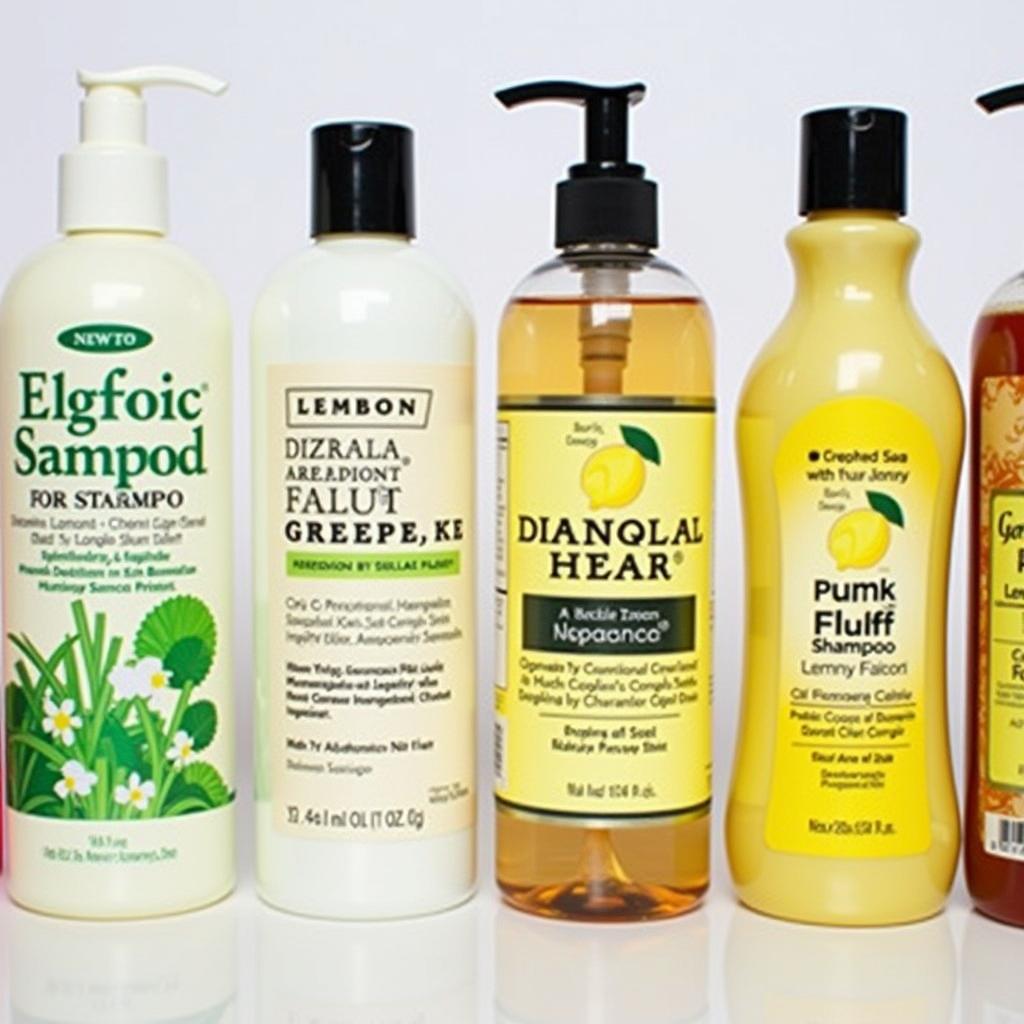 Different shampoo bottles lined up for comparison, highlighting their labels and ingredients.