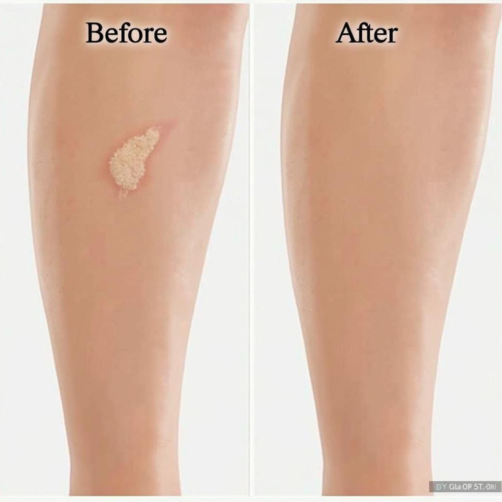 Before and After Concealer Application for Spider Veins on Legs