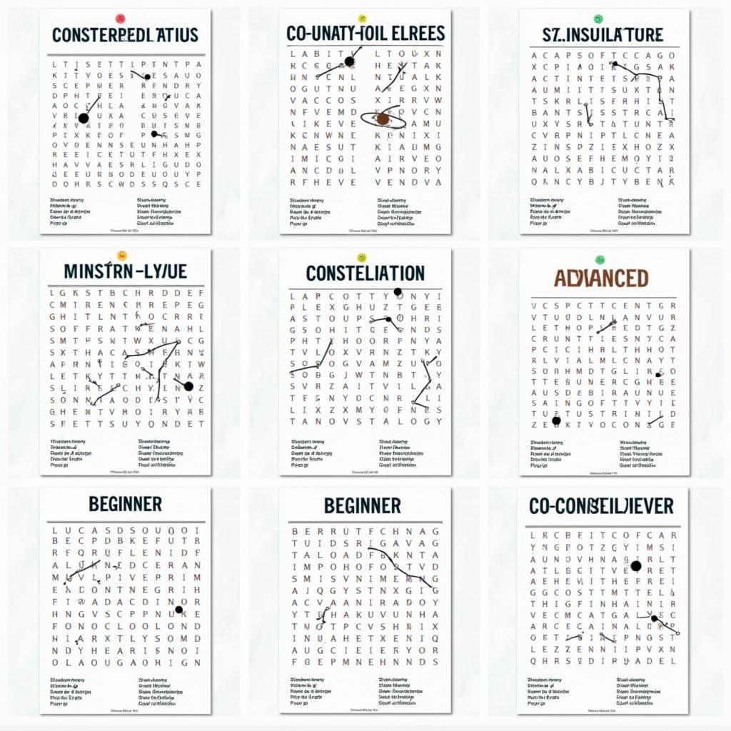 Constellation Word Search Puzzle Examples