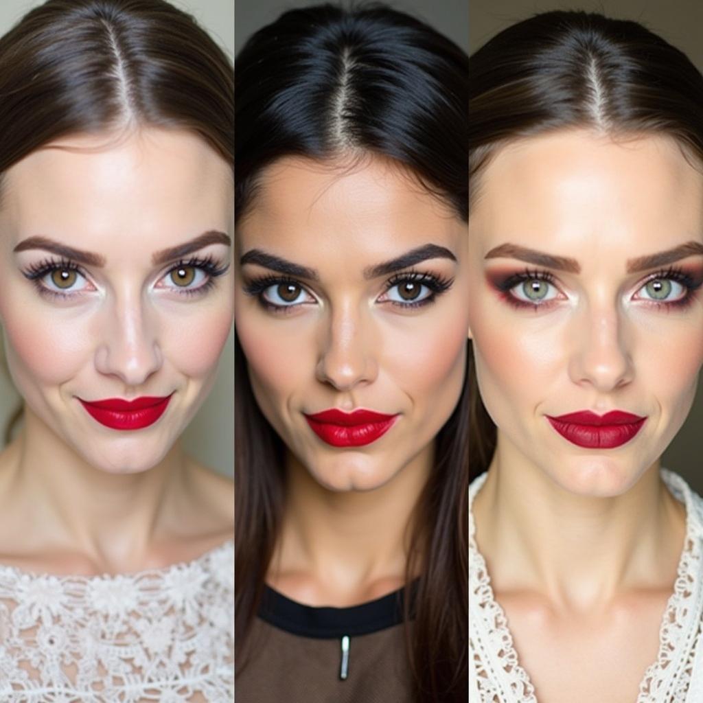 Different Looks with Crimson Lipstick